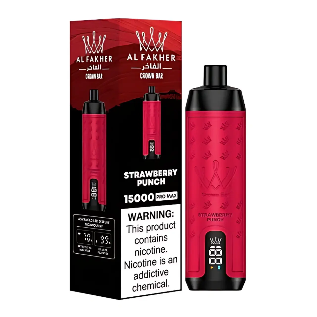 AL FAKHER 阿尔法赫 CROWN BAR 15000口 18ml大油仓 0.5%低尼古丁 智能数显 水烟一次性电子烟